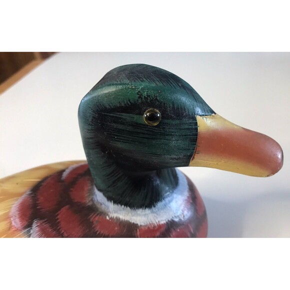 Vintage Wooden Duck Decoy Teleflora Decor Bird Figure 10" Long Waterfowl - Picture 5 of 8